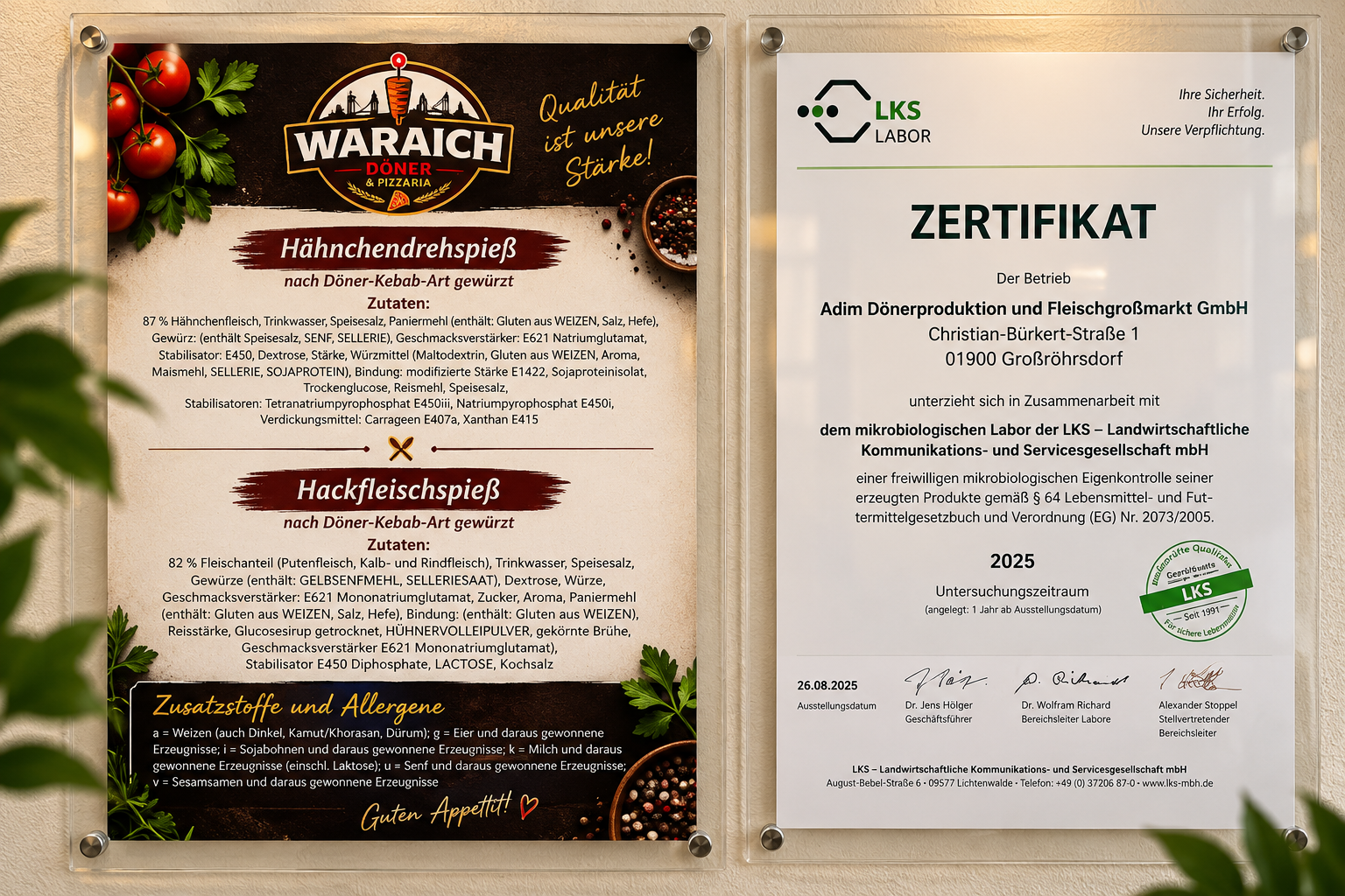 Waraich Döner & Pizzaria Eingang mit Öffnungszeiten
